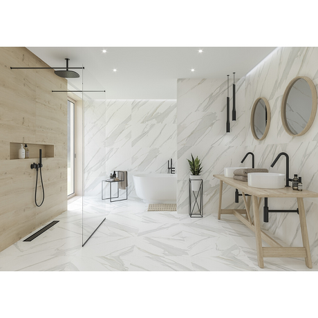 Gres szkliwiony CALACATTA MARBLE white polished mat 79,8x79,8 gat. I